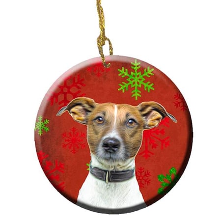 Carolines Treasures KJ1183CO1 Red Snowflakes Holiday Christmas Jack Russell Terrier Ceramic Ornament